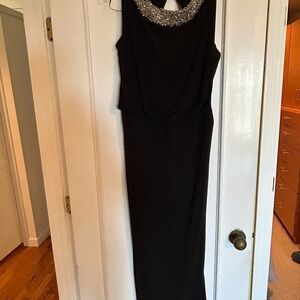 dress barn collection classic black evening gown w sparkly neck